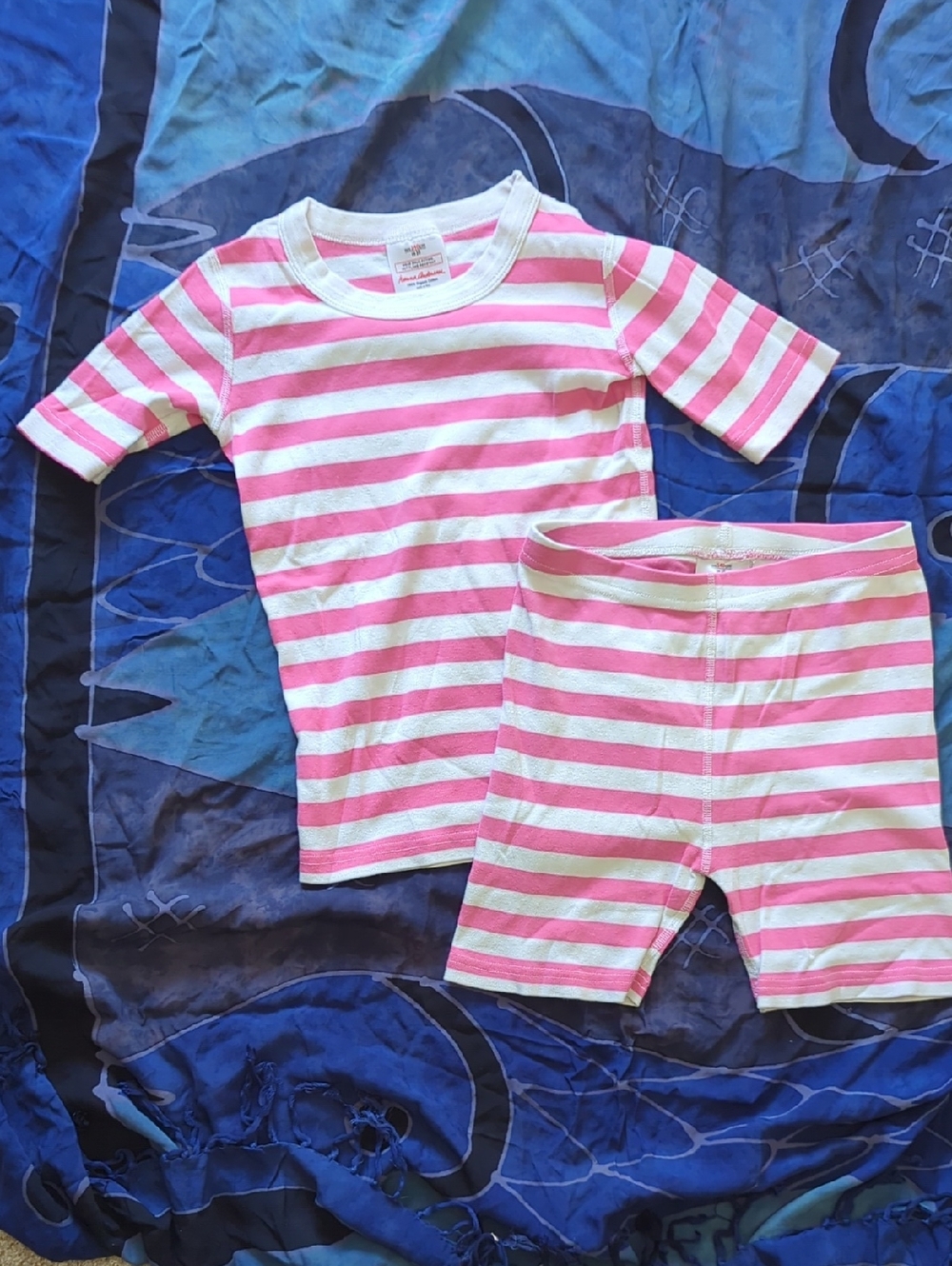 Hanna Andersson Striped Pink & White 2 Pc Kids Pajama Set Organic Cotton 140 10